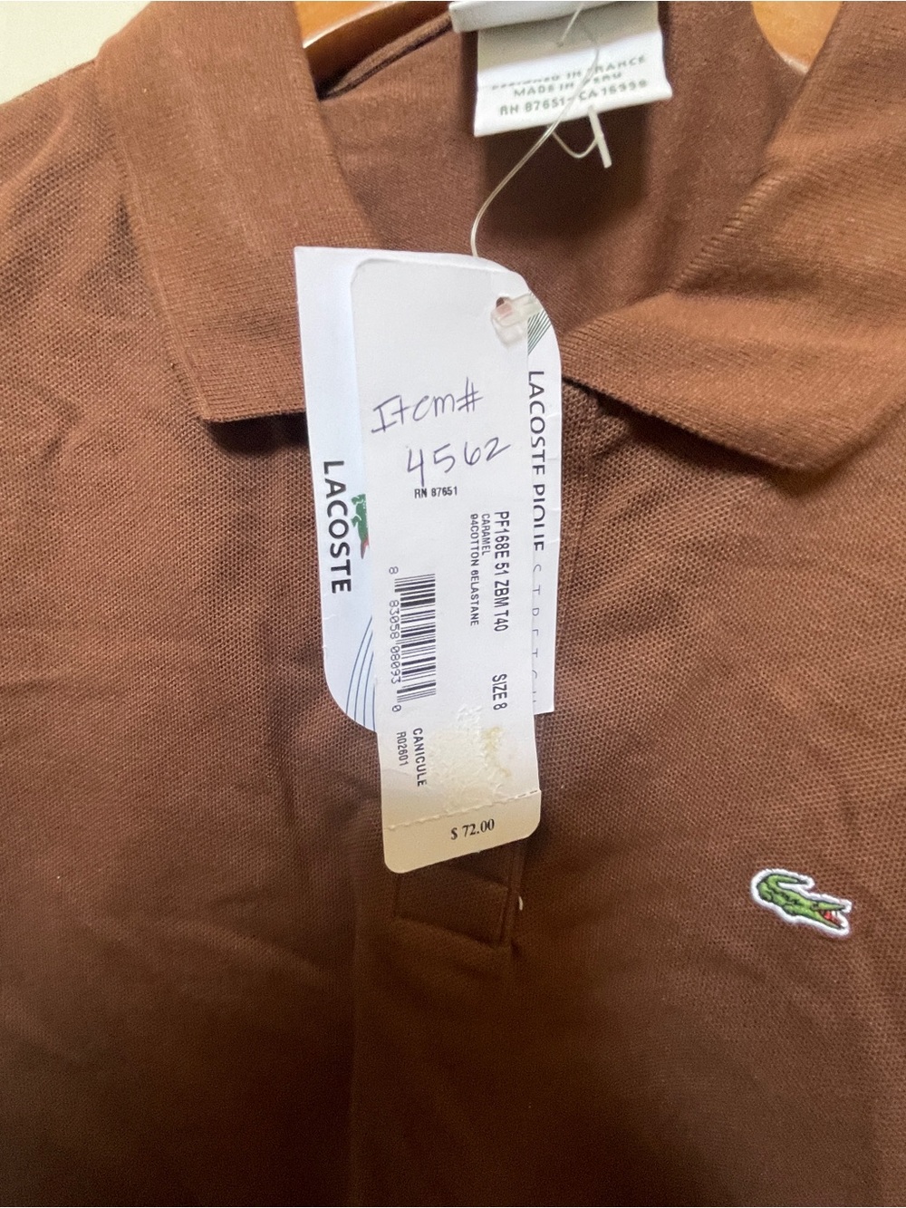 Lacoste Brown Polo with Green Crocodile Logo